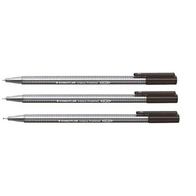 Immagine di Staedtler Confezione da 3 pennarelli neri a punta super fina 0,3 mm, prova di asciutto e lavabile dalla maggior parte dei tessuti