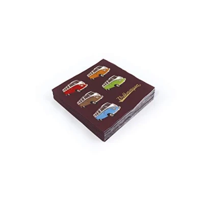 Immagine di BRISA VW Collection Volkswagen Eleganti tovaglioli da tavola/cucina, Camper T1 Bus design (Parata Bulli/20 pezzi 16,5x16,5x3 cm a 3 strati)