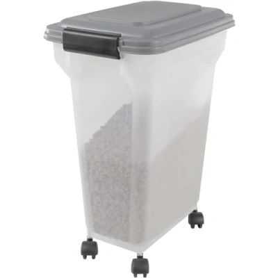 Immagine di Iris Ohyama, Contenitore per Crocchette, 20L/7.5kg, Grigio, Ermetici, Alimenti in Plastica con Coperchio, Ruote, Cibo Gatti, Cani, secco, Dolci, Scatola, ATS M