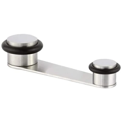 Immagine di EVI Herrajes Fermaporta con Fermo girevole Fermaporte per Porte fino a 50 mm Gomma Nera Acciaio Inox Finitura Opaca Compresi utensile, Vite + Tassello di Fissaggio Mod. I 164