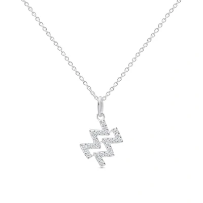 Immagine di Amberta Collana Segno Zodiacale in Argento Sterling 925 con Zirconi per Donna:Collana Acquario