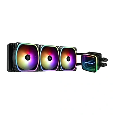 Immagine di ENERMAX AQUAFUSION ADV ARGB 360 mm AIO CPU, Dual Chamber per Intel LGA1700/AMD AM5 Support 350W + TDP (3 ventole SquA RGB 120 PWM); ELC AQFA360 SQA, nero