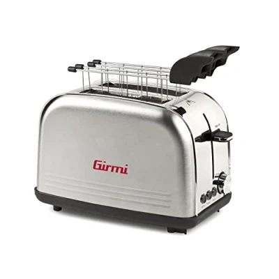 Immagine di Girmi TP57 Tostapane, 800 W, Corpo e pinze INOX, Ampie fessure, Timer, 8 Livelli di cottura, Spegnimento automatico, Raccogli briciole