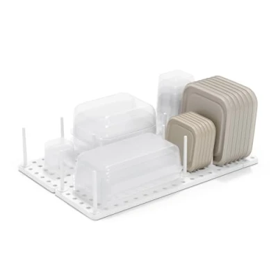 Immagine di Umbra Peggy Vassoio organizzatore per credenze, scaffali e cassetti da Cucina Sistema Regolabile, Polistirene, Bianco