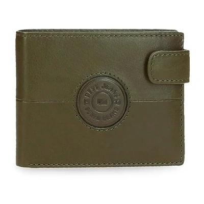 Immagine di Pepe Jeans Cracker Portafoglio orizzontale con chiusura a clic Verde 11x8,5x1 cm Pelle, Verde, Taglia unica,