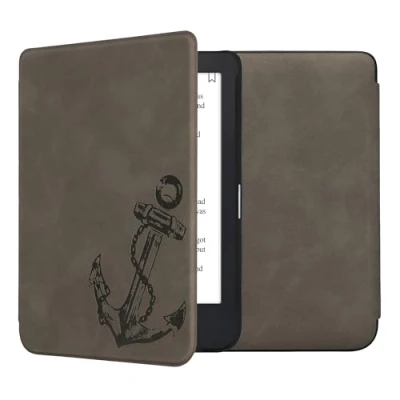 Immagine di kwmobile Custodia eReader Compatibile con Kobo Clara 2E Cover eBook Reader Flip Case Magnetica Pelle PU Ancora felice