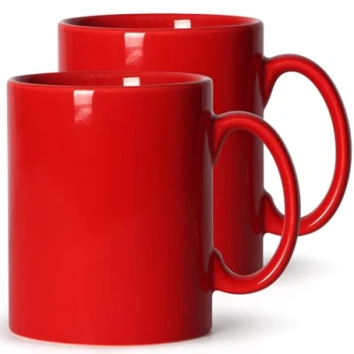 Immagine di SHOWFULL tazze da caffè extra large 623,7 ml, set di 2 in ceramica liscia, grande capacità e manico grande, per papà uomini, rosso