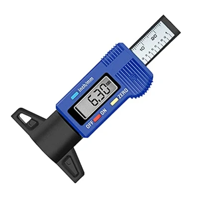 Immagine di RUIZHI Digitale Misuratore di Profondità Battistrada 0 25,4mm LCD Display Calibro Pneumatico per Bicicletta, Auto, Camion,Moto (blu)