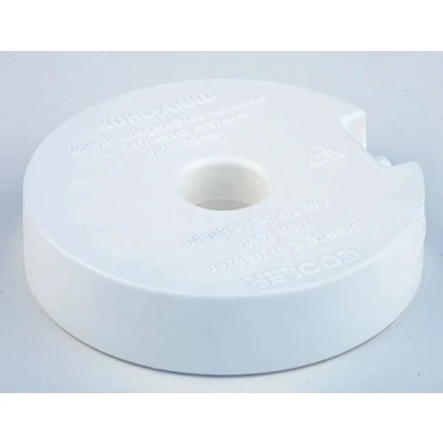 Immagine di APS elemento refrigerante/batteria di raffreddamento rotondo, circa 10,5 cm diametro, altezza 2,5 riempito con liquido refrigerante Bianco Semplice in freezer, einfrierenr