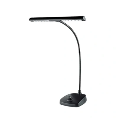Immagine di K&amp;M 12298 Lampada da pianoforte, nera paralume di 30 cm con collo cigno 12 LED a intensità variabile 2500 Lux