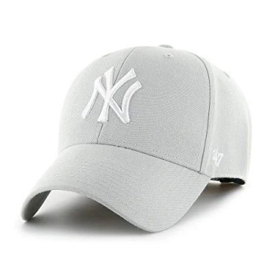 Immagine di 47 MLB New York Yankees MVP Cappellino da baseball unisex Hook &amp; Loop Strap Logo Bianco Colore Grigio Chiaro