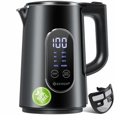 Immagine di KESSER® Bollitore in Acciaio inox da 1,7 Litri, Display LED, 4 Modi 40C 100C, 30min Mantenimento Caldo, 2200W, Senza BPA, Filtro Anticalcare &amp; Easy Open Coperchio, Nero