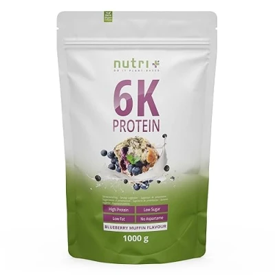 Immagine di Nutri+ Proteine 6K in Polvere a base Vegetale Gusto Muffin ai Mirtilli 1kg 6 Componenti Proteiche con Isolato di Proteina Piselli