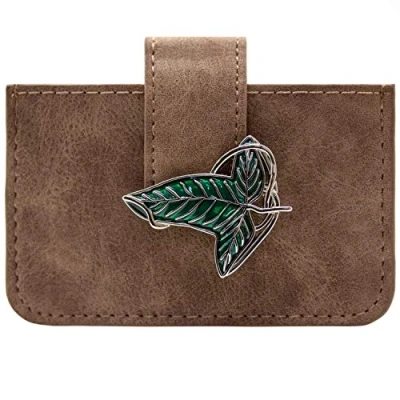 Immagine di Lord of the Rings Foresta Incantata Elven Leaf Emblema Portafoglio/Portamonete Porta Carte d&#039;Identità &amp; Carte, Marrone