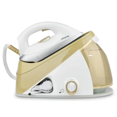Immagine di H.Koenig Ferro da stiro con caldaia 6 bar V28 potente vapore continuo 150 g/min, autonomia illimitata, stiratura verticale, piastra in ceramica EasyGlide, 2400W, 1,1L, anticalcare