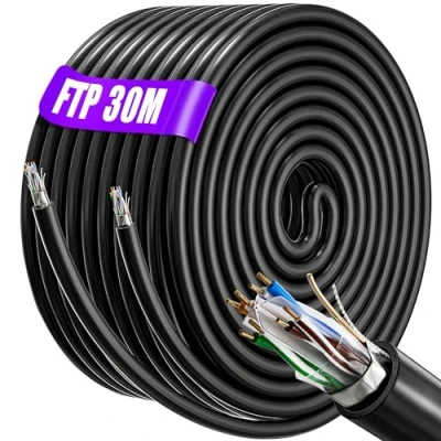Immagine di Soibke Cavo Ethernet Cat 6 da 30m Schermato RJ45 Cavo, 23AWG di Rete LAN FTP ad Alta Velocità Per Connessione Internet Veloce Gigabit Patch 30 Metri