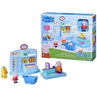 Immagine di Peppa Pig Hasbro playset al Supermercato, Giocattolo per età prescolare, Include 2 Action Figure e 8 Accessori a Tema, dai 3 Anni in su, Multicolore