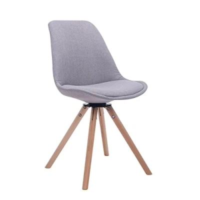 Immagine di CLP Sedia Girevole Troyes In Stoffa I Rétro Legno Imbottita Gambe Tonde Design A 360, Colore:grigio, Colore del telaio:natura