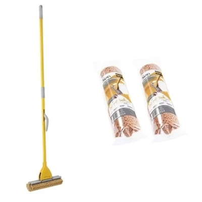 Immagine di Apex Set Lavapavimenti Squizzo Classic 28cm con meccanismo di Strizzaggio a Leva e 2 Ricambi Spugna inclusi