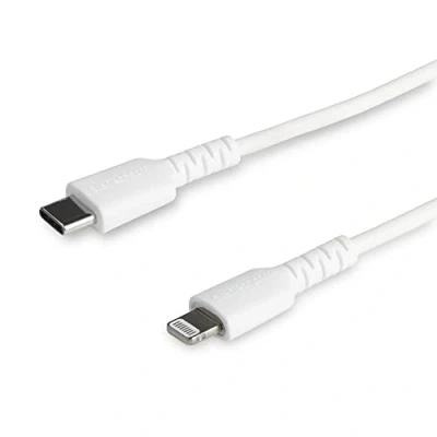Immagine di Cavo da USB C a Lightning 1m bianco in fibra aramidica tipo Certificato Apple MFi (RUSBCLTMM1MW)