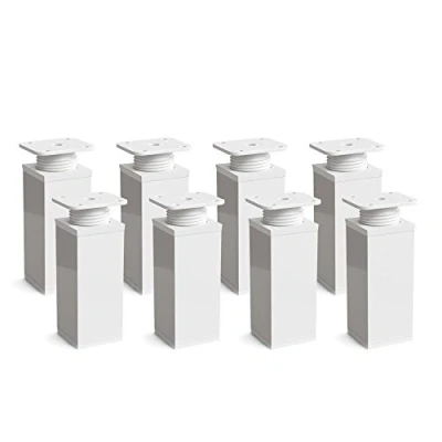 Immagine di sossai® Gambe per mobili MFV1 set di 8 regolabili in altezza Altezza: 120 mm (+20mm) Design: bianca Forma angolare: 40 x Viti inclusi