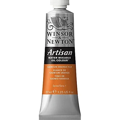 Immagine di Winsor &amp; Newton Olio Idrosolubile Artisan, Colori a Olio, Senza Solventi, Miscibile con L&#039;acqua, Tubo di 37 ML, Colore Giallo Cadmio Arancio Imita