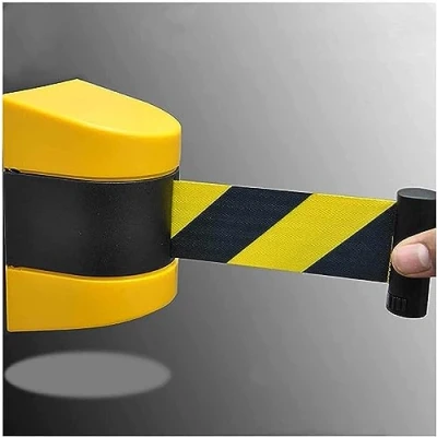 Immagine di TIST Nastro Retrattile Fisso a Parete da 10 m, barriera Magnetica con Custodia in ABS, Funzione di Blocco Automatico
