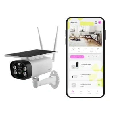 Immagine di OMAJIN by Netatmo, Telecamera Wi Fi Esterno Senza Fili a Batteria, con Pannello Solare, visione notturna HD, sirena da 105 dB, rilevamento persone/movimenti/suoni, 2 Vie Audio, IP55, WIFI 2.4, OSC 01