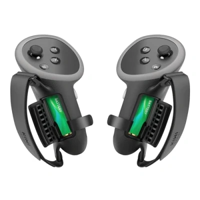 Immagine di KIWI design Copertura Aggiornata del Controller Compatibile con Meta Quest 3S/Quest 3 Accessori, Protezione di Apertura della Batteria e Cinturino alla Caviglia (Nero)