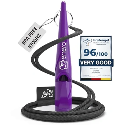 Immagine di ENERO® Fischietto per Cani con Pratica Fascetta Accessori frequenza standardizzata Ideale l&#039;addestramento dei udibile e di Ampia Portata fischio Viola