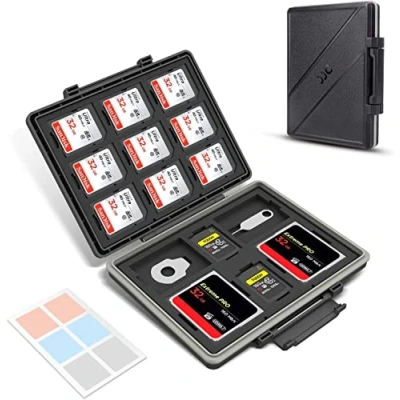 Immagine di JJC Custodia per schede di memoria SD TF CF, 45 scomparti, impermeabile, 30 Micro + 9 2 CF XQD/CF EXP. TYPE B A, Card Holder