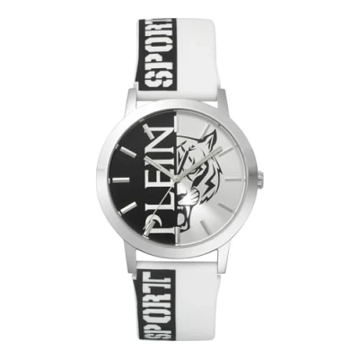Immagine di Plein Sport Orologio analogico da uomo, al quarzo, in silicone, Argento/bianco e nero Pslba0223, cinghia