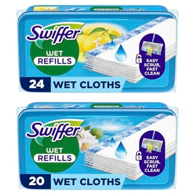 Immagine di Swiffer Panni Umidi per Scopa Lavapavimenti con Profumo Agrumi Freschi x24 e Mattina Fresca x20, una Pulizia Semplice Rapida