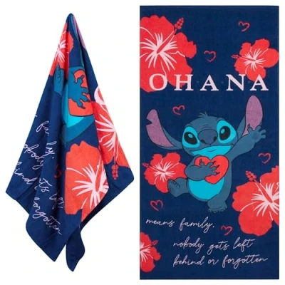 Immagine di Disney Teli Mare Bambini, 100% Cotone Telo Asciugatura Rapida 70 x 140 cm Accessori Spiaggia (Punto Blu/Rosso)