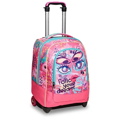 Immagine di SJ Gang Trolley Scuola, Rosa, con Spallacci Uso Zaino, 2 in 1, Doppio Uso, Maxi Capienza, e Zaini, Bambine Ragazze