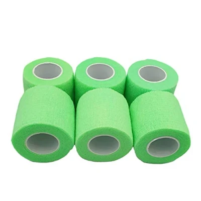 Immagine di PintoMed Bendaggio Coesivo 6 x VERDE NEON garza elastica rotoli 5 cm 4,5 m autoadesiva flessibile bende, primo soccorso Wrap Cohesive Bandage Confezione da