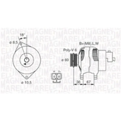 Immagine di MAGNETI MARELLI 063731521010 Alternatore 14V 100A OPEL: Corsa C Hatchback, Meriva A, Astra G Caravan, HONDA: CIVIC 7 Hatchback