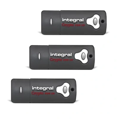 Immagine di Integral Crypto 197 Chiavetta USB 3.0 da 8 GB a 256 bit, crittografata, con certificazione FIPS 197, protezione dagli attacchi password Brute Force e design robusto impermeabile doppio strato