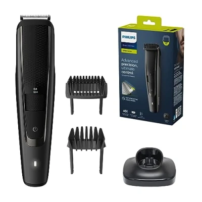 Immagine di Philips Beard Trimmer S5000 Regolabarba elettrico con pettine per barba, sistema Lift &amp; Trim Pro, 40 lunghezze di taglio blocco, 90 min uso cordless e 1 ora ricarica (modello BT5515/20)