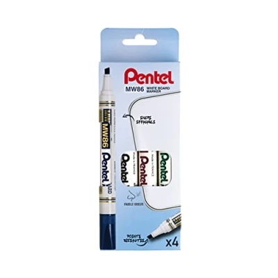 Immagine di Pentel mw86 a Pennarelli Cancellabili per lavagna punta scalpello media inchiostro Pochette de 4 colori