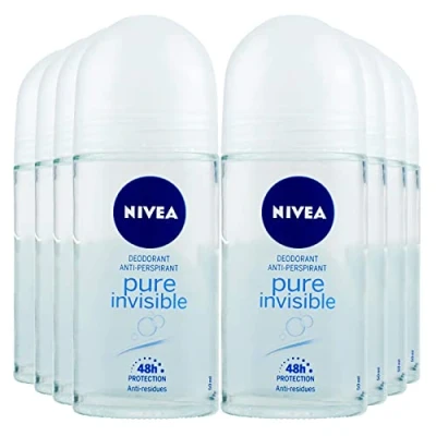 Immagine di Nivea Pure Invisible Original Deodorante Roll On Antitraspirante 48h Protezione Pelle Fresca e Libera Non Lascia Residui 8 Flaconi da 50ml