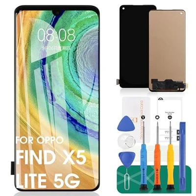 Immagine di TFT per Oppo Reno7 4G Display LCD 5G Sostituzione dello schermo Find X5 Lite Touch Digitizer senza cornice (nero, nessun riconoscimento delle impronte digitali)