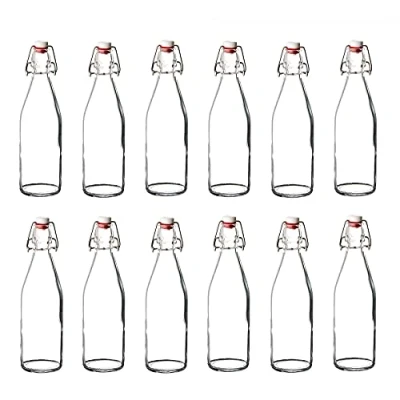 Immagine di Bormioli Bottiglie di vetro con chiusura ermetica &#039;Giara&#039;, 12 pezzi Capacità: 500 ml Altezza totale: 26,5 cm Perfette per olio, grappa o servire acqua, succhi frutta e vino