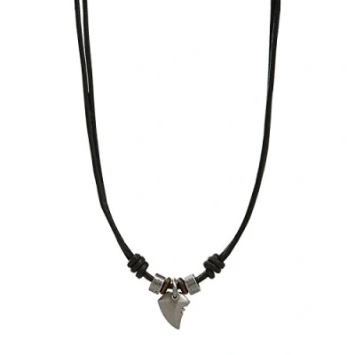 Immagine di Fossil Collana Da Uomo Vintage Casual, Misure: Lunghezza: 45 Cm + 5 In Pelle Nera, JF85832040