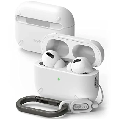 Immagine di Ringke Layered Case Compatibile con Cover AirPods Pro 2, Custodia Trasparente PC Rigida Moschettone Portachiavi per 2a Generazione White Bianca
