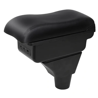 Immagine di Auto Braccioli Compatibile con FIAT PANDA II Scatola Centrale Portaoggetti Interna Nero Appoggio Poggia Braccio Doppio Strato