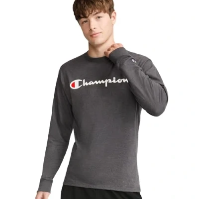 Immagine di Champion Klassisches Langarm t Shirt mit Grafik, Script in Granito, M Uomo