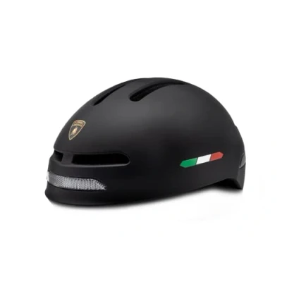Immagine di Automobili Lamborghini Smart Helmet con Luce Frontale e Indicatori di Direzione integrati, Unisex, Taglia Unica, Nero