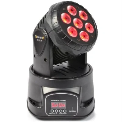 Immagine di beamz MHL 74 Mini Wash Moving Head Effetto Luce LED Multicolore Discoteca (7 RGB, 8/13 canali DMX, XRL)