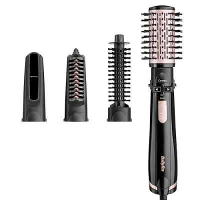 Immagine di BaByliss Brush &amp; Style AS200E Spazzola ionica rotante per capelli, Ad aria calda, 1000 watt, 4 accessori, Nero
